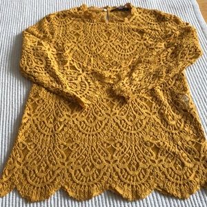 Zara - Mustard Yellow Lace Top